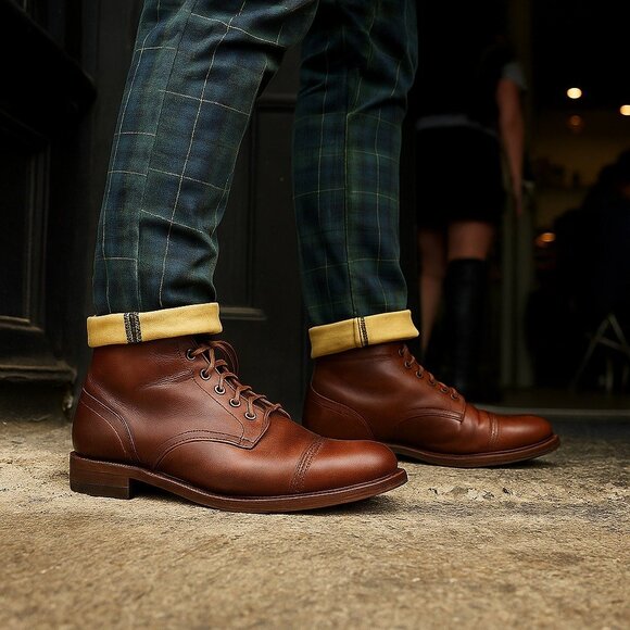 Wolverine 1000 Mile Wesley Wingtip Chukka Brown Boots Men Leather Steampunk 13D - Picture 1 of 10